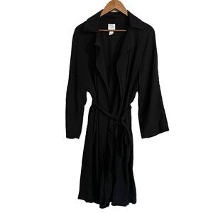 H&M Womens Black Long Sleeve Lightweight Open Front Belted Coat Size Large